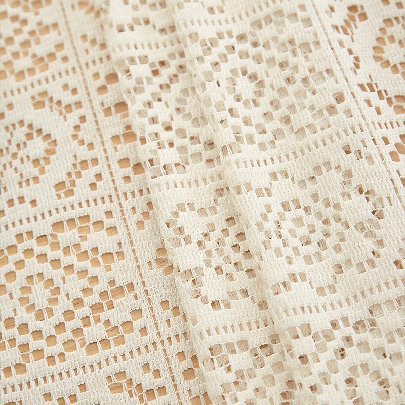 American Retro Style Tablecloth Premium Rectangular Tassel Table Mat Photo Background Cloth Knitted Hollow Atmosphere Dustproof Decorative Fabric