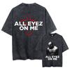 Rapper Tupac 2pac All Eyez On Me Cross Vintage Washed T Shirt Men Hip Hop Fashion Retro Tshirt Mens Casual Oversized Tshirts