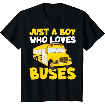 Kids School Bus Costume Just a Boy Who Loves Buses T-Shirt(1)