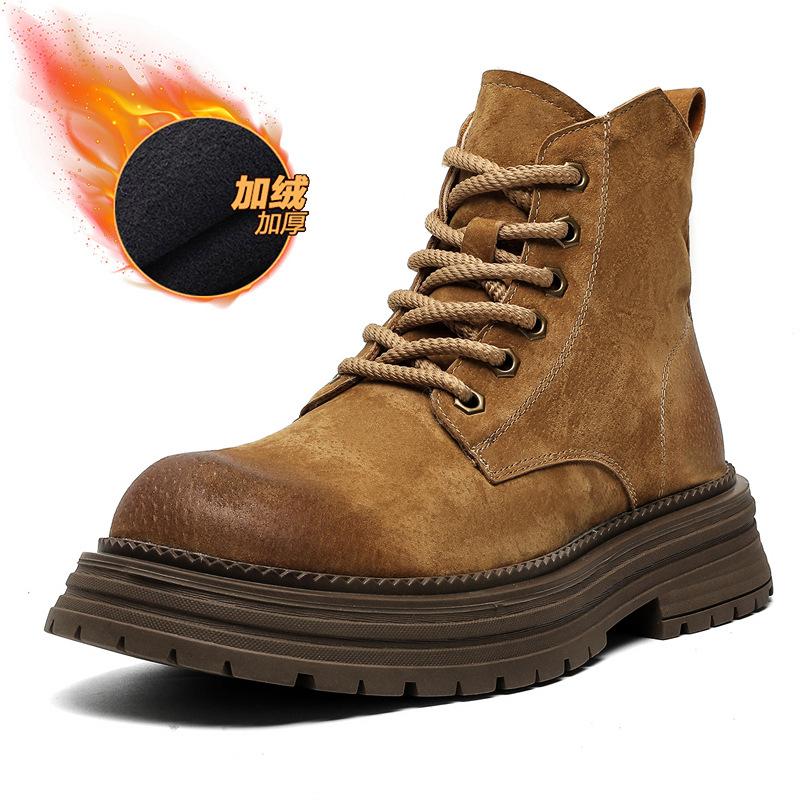 Rhubarb boots men's breathable Martin boots summer 2024 new heightening versatile thick-soled tooling boots 66687-J