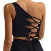 Fashion Export Cross-Border Yoga Vest Asymmetrical One-Shoulder Beauty Back Shoelace Nude Feel with Chest Pad Sports Fitness Top