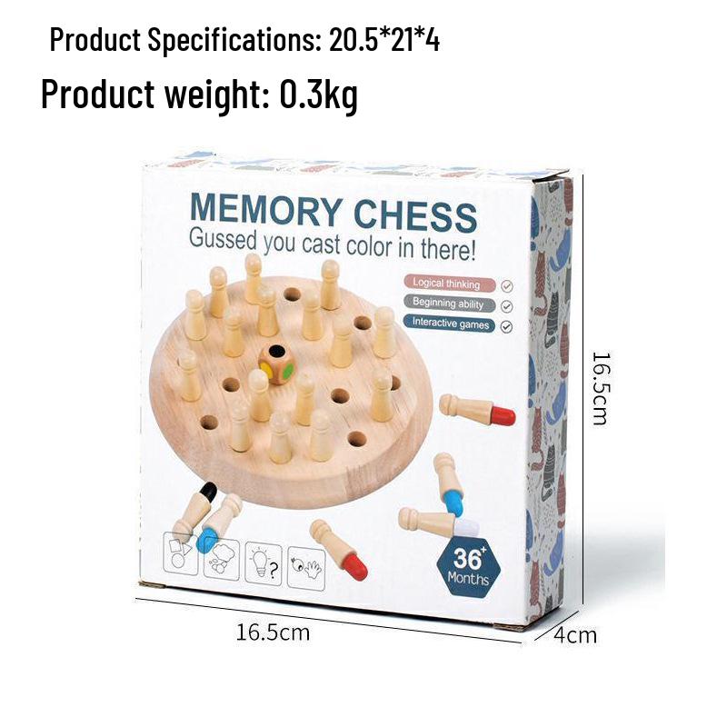 Wooden Color Memory Chess: Educational Game for Parent-Child Interaction and Concentration Training