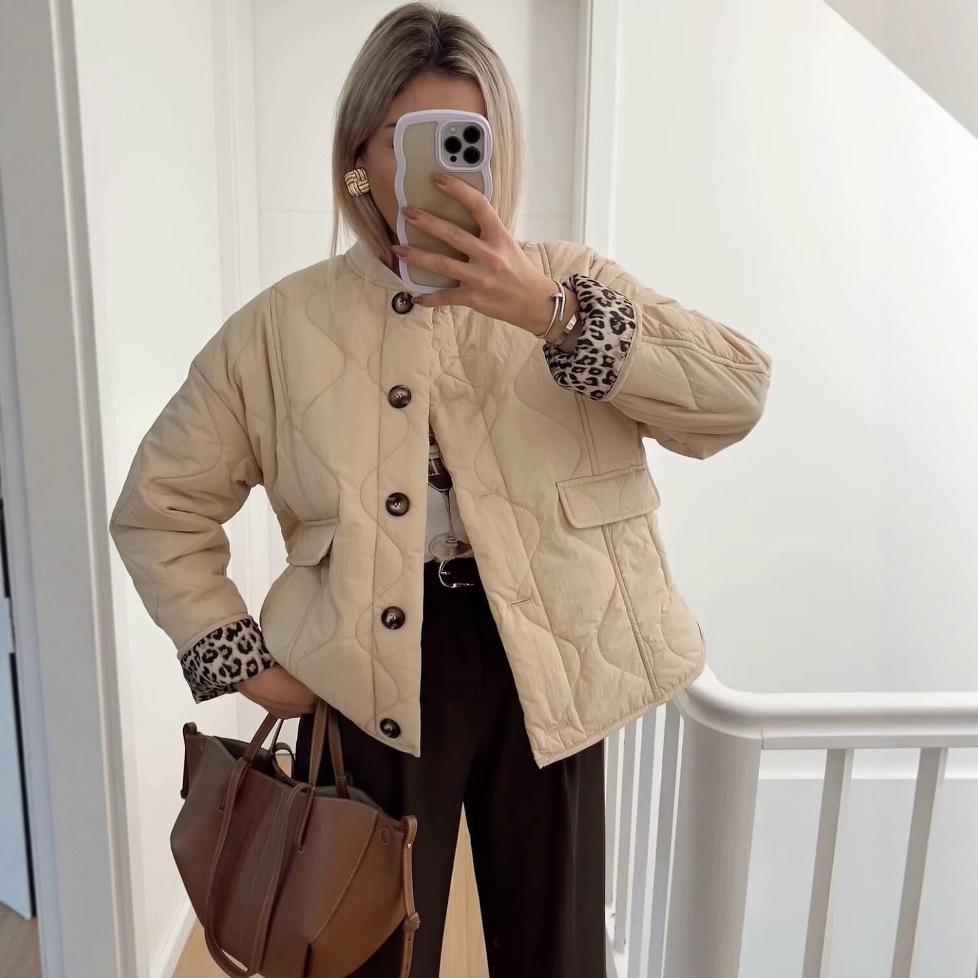 European and American Women's Autumn/Winter Quilted Cotton Casual Jacket