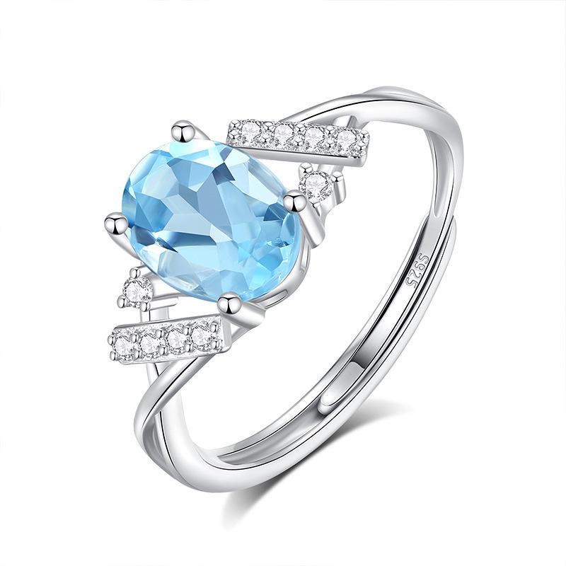 S925 sterling silver ring women s natural stone crystal ring, niche ins women s European and American cold wind high-end hand jewelry fashion gifts