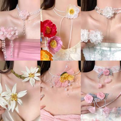 Bohemian Holiday Style Flower Necklace Female Spring and Summer Super Fairy Atmosphere Collarbone Chain Design Sweet Necklace