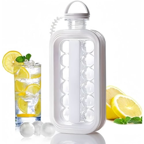 CBVRUKJ Foldable Ice Ball Maker, 2-in-1 Portable Kettle with Round Ice Trays, 17-Grid Large Capacity, Convenient and Leak-Proof for Home and Outdoor U