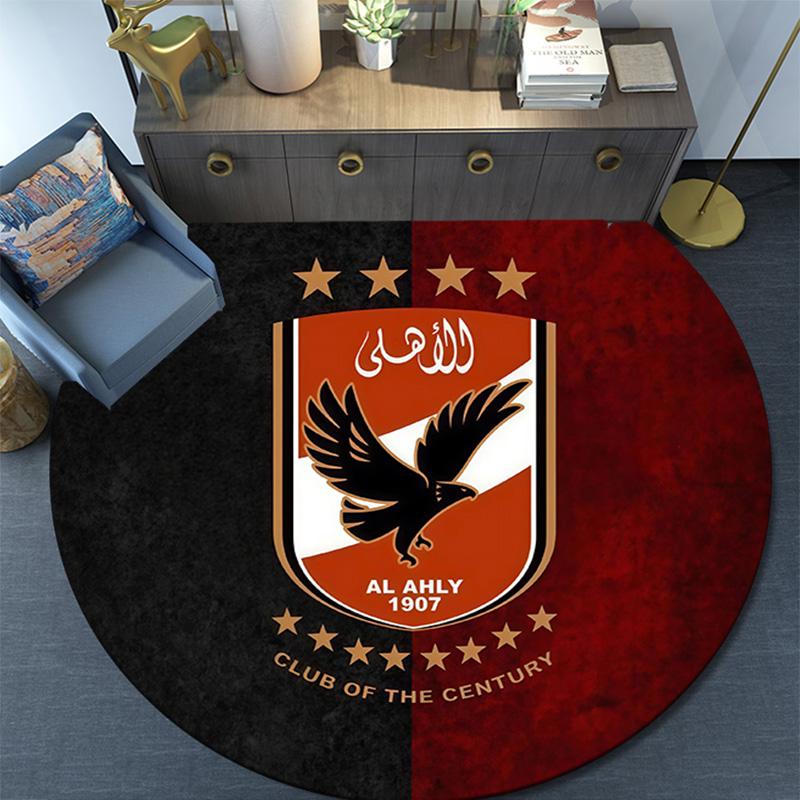 Al Ahly Sporting Club Round Area Rug,Carpet Rug for Living Room Bedroom Sofa Playroom Decor,Non-slip Floor Mat
