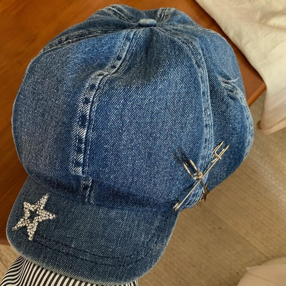Cool Vintage Denim Hat Sweet Newsboy Cap Simple Women Artist Hat  School