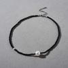 Copper-Plated Platinum Black Spinel Beaded Spell Size Pearl Pendant Collarbone Chain Niche Temperament Versatile Necklace Women
