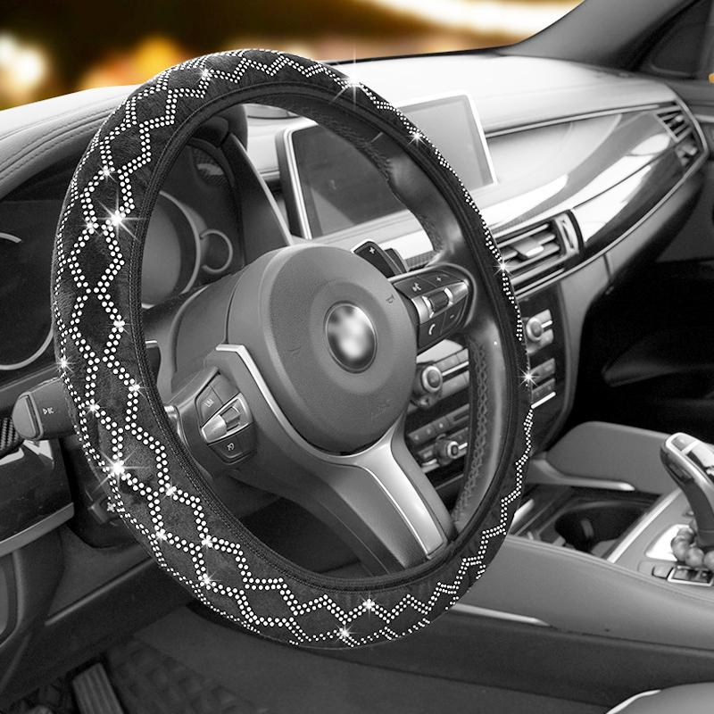 Car Auto Steering Wheel Cover Crystal Sparkle Diamond Anti-slip Protector