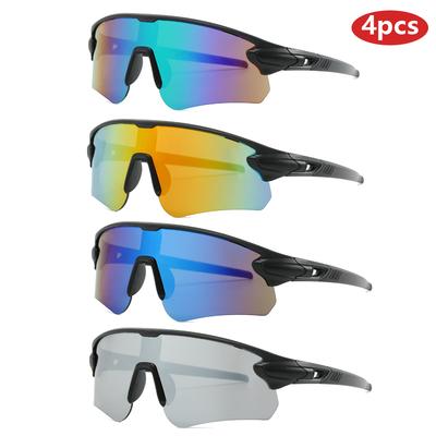 4pcs Fashion Oversized Sunglasses Women Large Frame Outdoor Sports Goggles Unisex Cycling Simple Style