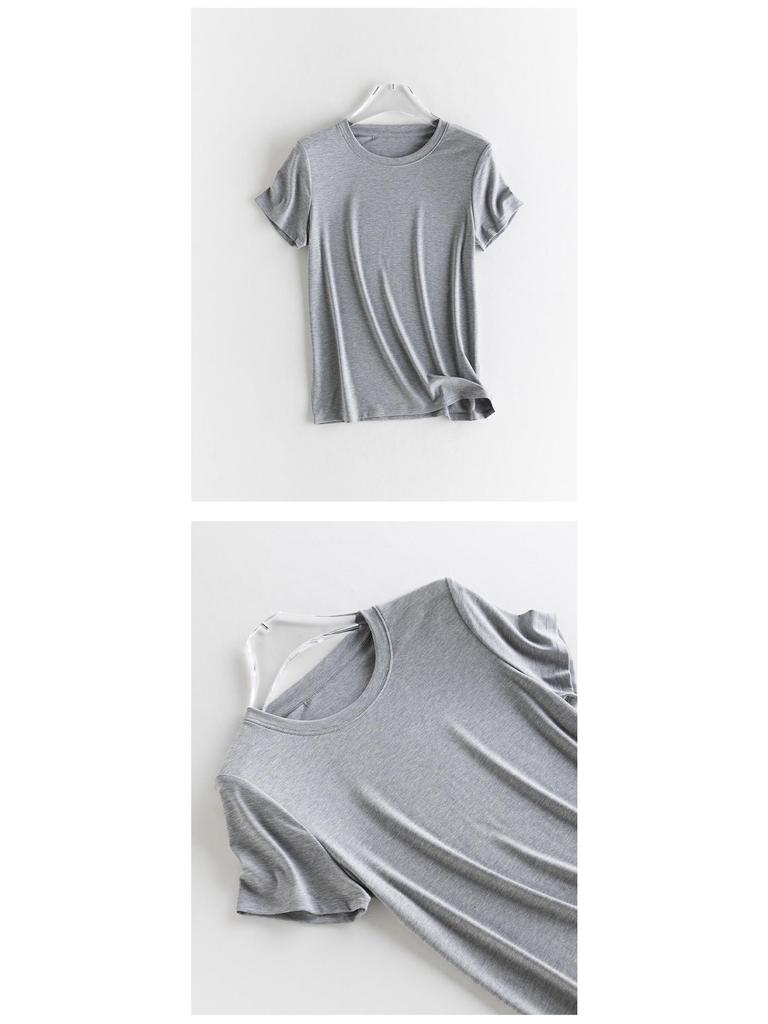 Women's 2026 Easy Care Mulberry Silk Round Neck T-shirt - Casual, Breathable, Short Sleeve, Skin-Friendly.