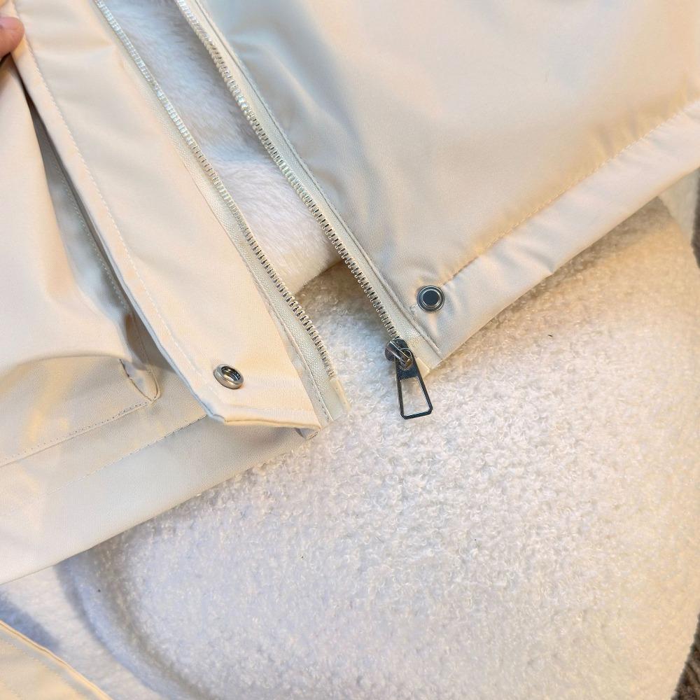 Women's Winter Parka Coat Large Fur Collar Fashion Versatile Fleece Lined All-In-One Warm Jacket Thick Outerwear