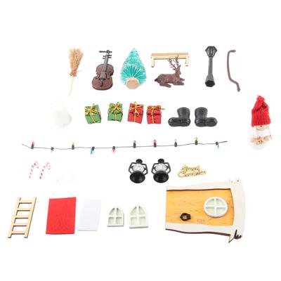 Dollhouse Christmas Decorations 1:12 Miniature Dollhouse Accessories Set Xmas Elf Fairy Door