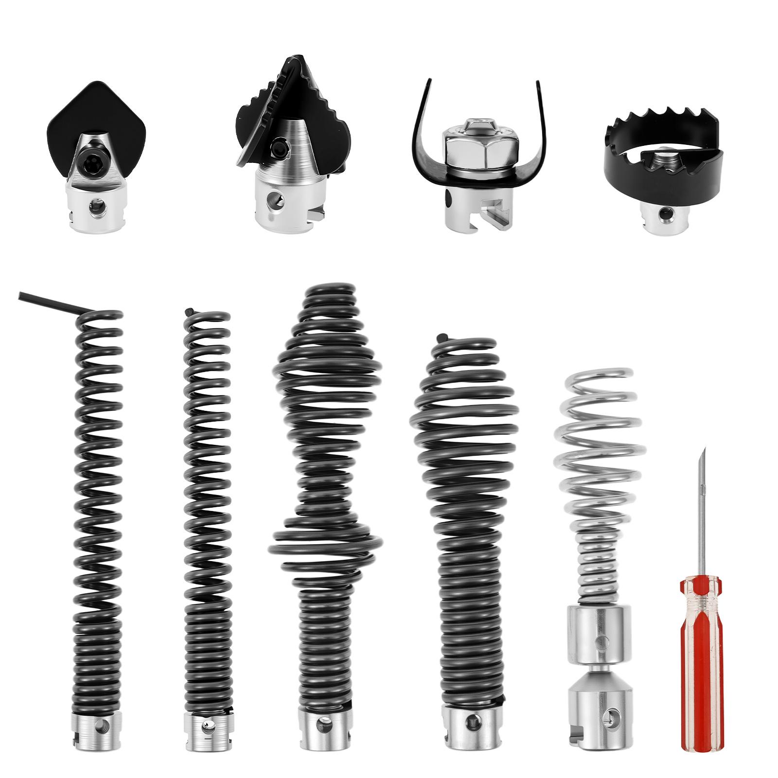 

10Pc Drain Cleaner Combination Hard Wearing Drain Cleaner Drill Attachment for K-400 C-4 C-6 High Carbon Steel for Pipe Cleaning