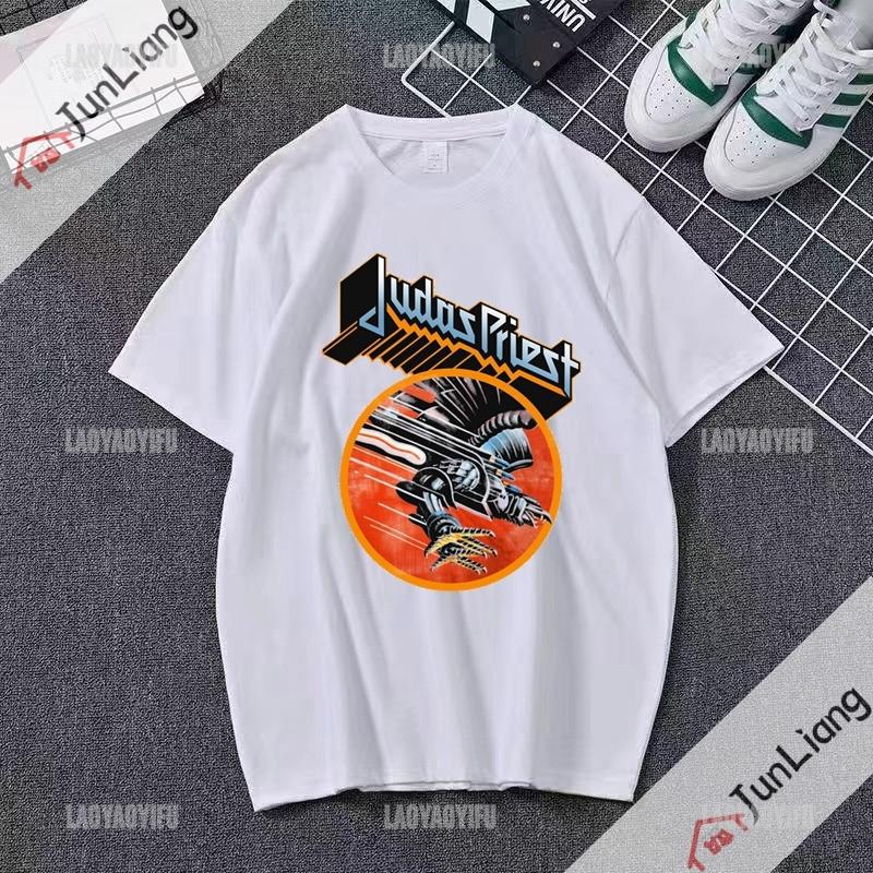 Judas Priest Band Streetwear Fashion Hip Hop Rock Tshirts for Women Harajuku Alphabet Tshirt Goth Clothes Sportswear Unisex Kpop