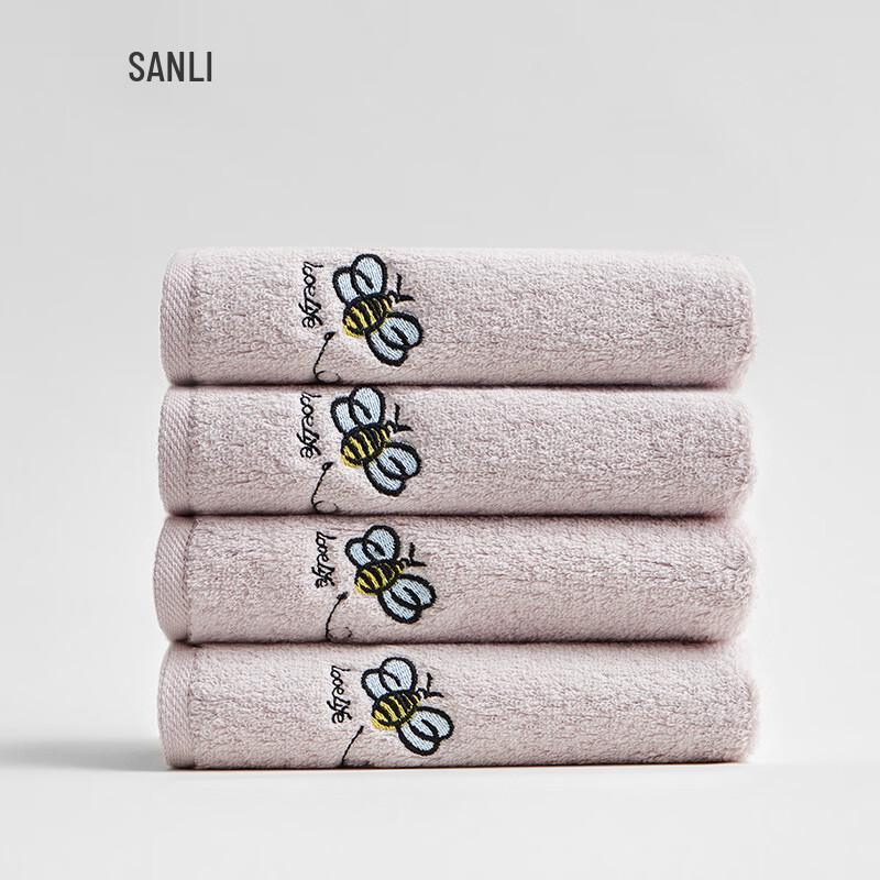 Sanli Kids Embroidered Twistless Cotton Face Towel 4-Pack серый