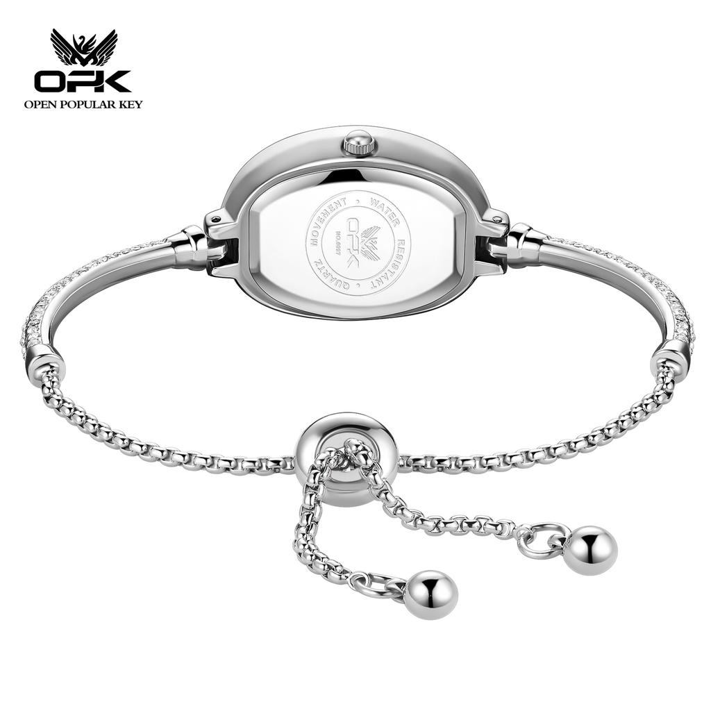 OPK Brand New Exquisite and Elegant Half Bracelet Small Oval Waterproof Women's Quartz Watch 6097