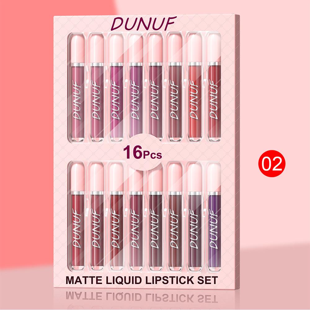 DUNUF 16-Piece Waterproof, Long-Lasting Lip Gloss Set - Non-Staining Lip Glaze