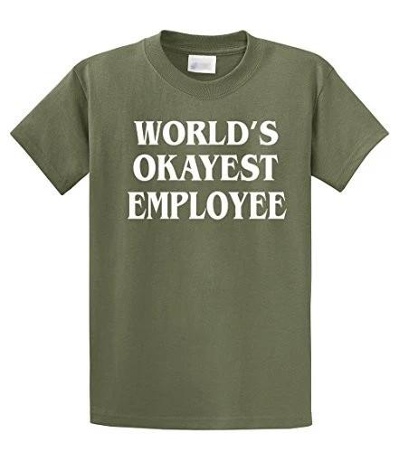 Funny Tee Shirt World s Okayest Employee military 2XL