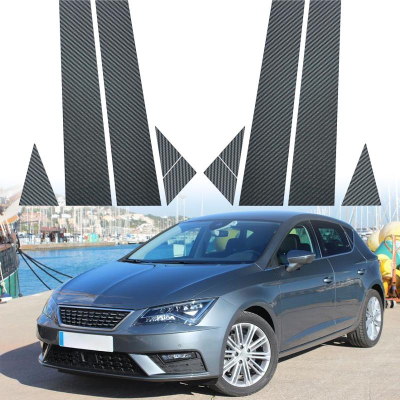 Carbon Fiber Mirror Effect Car Door Middle Column Window Center BC Pillar Post Cover Trim Fit For Seat Leon 3 2013-2020