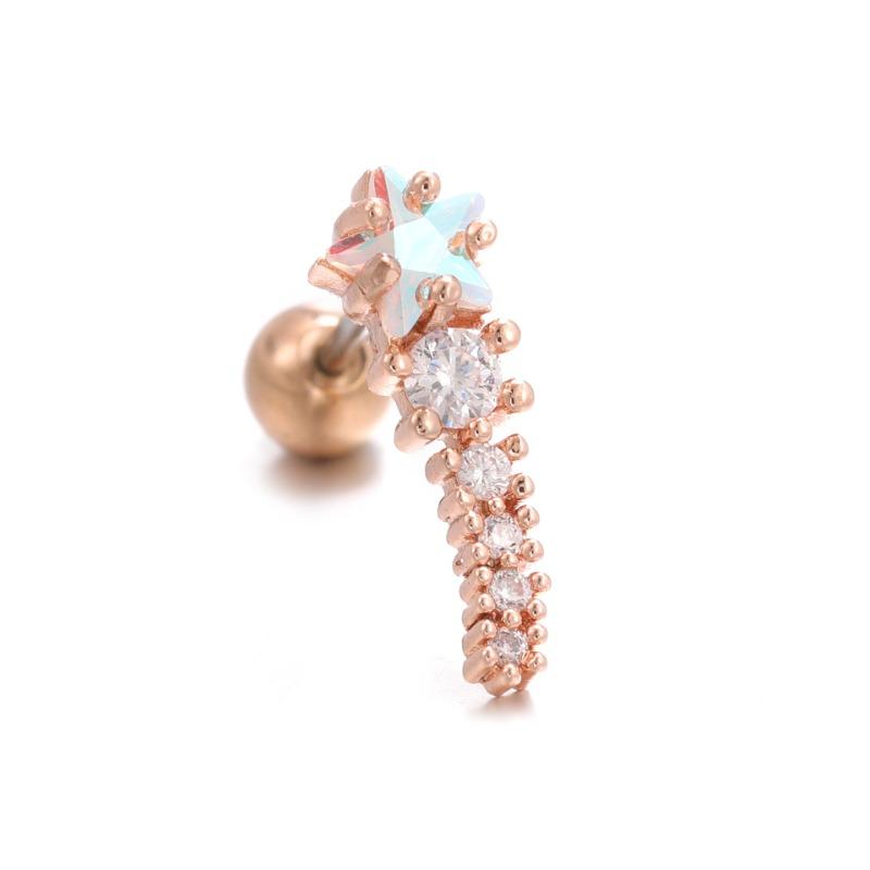 New Design Stainless Steel Zircon Small Stud Earrings Women Geometry Helix Tragus Cartilage Star Earring Piercing Jewelry 1pc