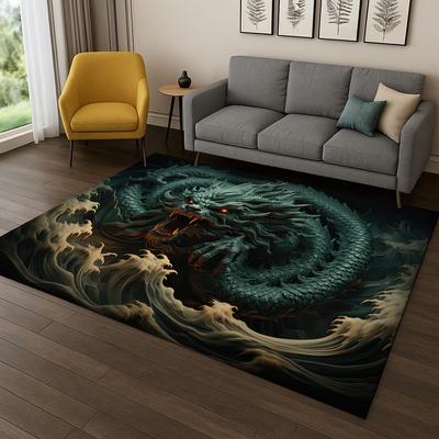 3D China Drache Mythos Kunst Teppich für Sofa Schlafzimmer Wohnzimmer, Bereichsteppich Fußmatte Heimdeko, Kinderspiel Rutschfeste Bodenmatte