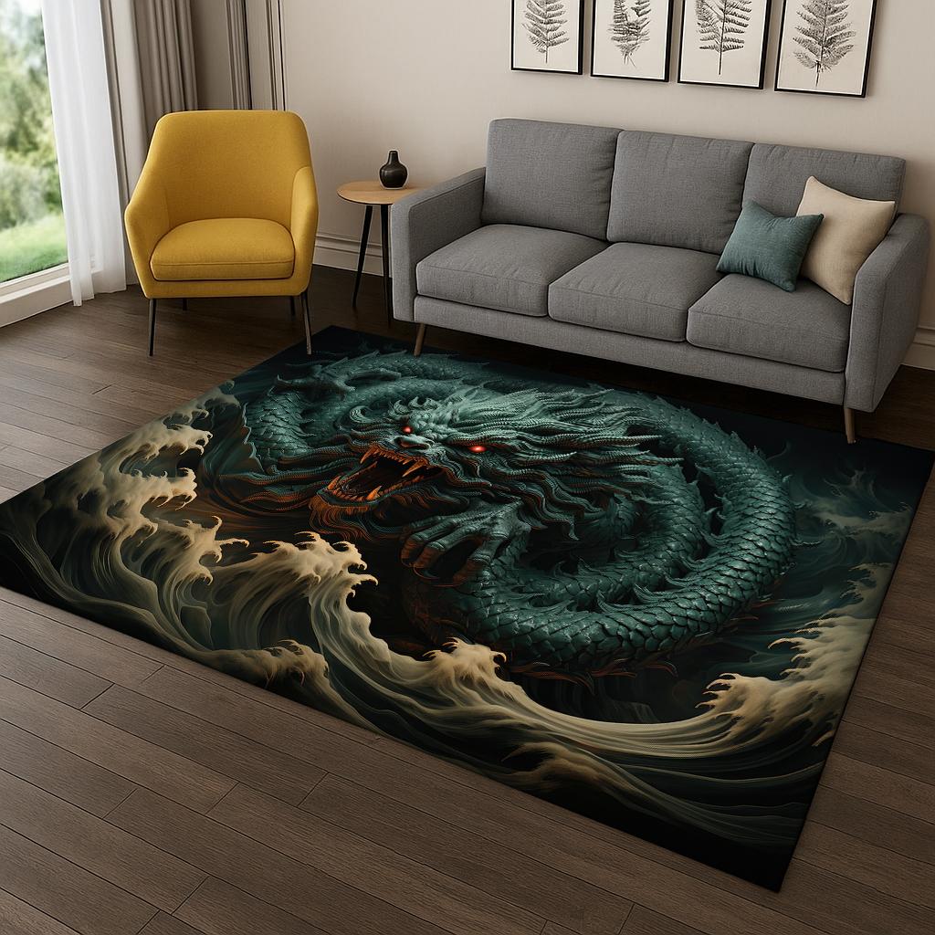 3D China Dragon Myth Art Carpet Rug for Sofa Bedroom Living Room,Area Rug Doormat Home Decor,Kid Game Non-slip Floor Mat