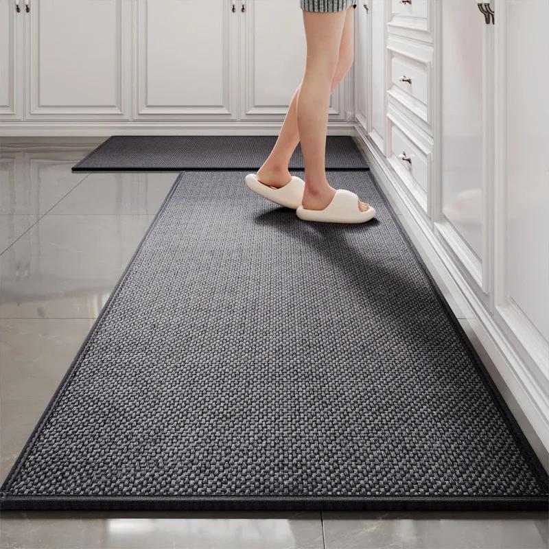 Anti-Slip Kitchen Runner Rug | Oil-Proof Mat | Heavy-Duty 1200D Woven Carpet | Modern Linear Design Floor Pad for Sink/Entryway