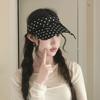 Ponytail Hat Polka Dot Sun Visor Breathable Adjustable Open Top Cap Wide Brim Washable Beach Hat Ladies