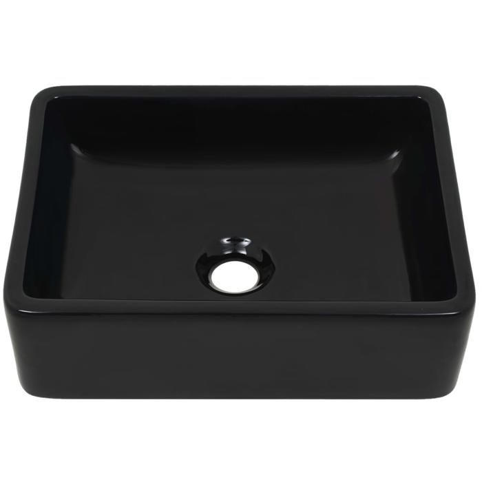 VidaXL Ceramic Rectangular Black Washbasin Bathroom Sink Toilet 142734