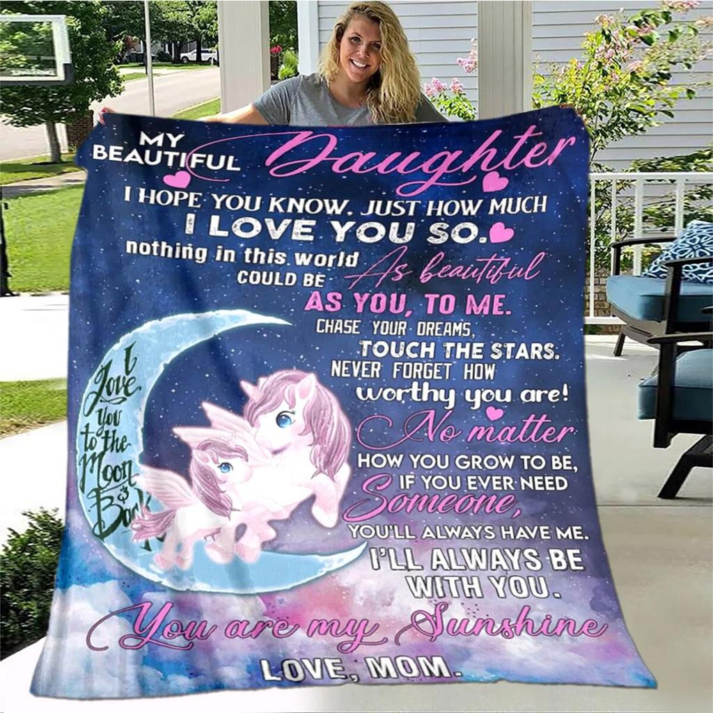Personalized Blanket Dad Mom To Daughter Blanket  Lion Wolf Tiger Blanket  Sofa Bed Blanket From Family