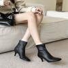 European and American Style Square Head Elastic and Thin High Heel Thin Heel Short Boots