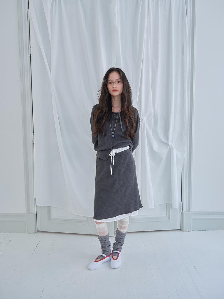 Mueum Double Layer Skirts (Charcoal)