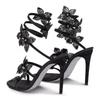 Elegant Pink Wedding Shoes CRYSTAL Bow High Heels Sandals Woman Summer Ankle Strap Thin High Heels Open Toed Party Shoes