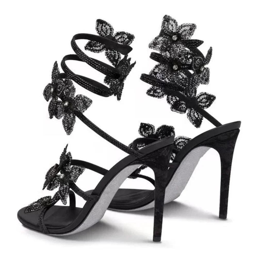 Elegant Pink Wedding Shoes CRYSTAL Bow High Heels Sandals Woman Summer Ankle Strap Thin High Heels Open Toed Party Shoes