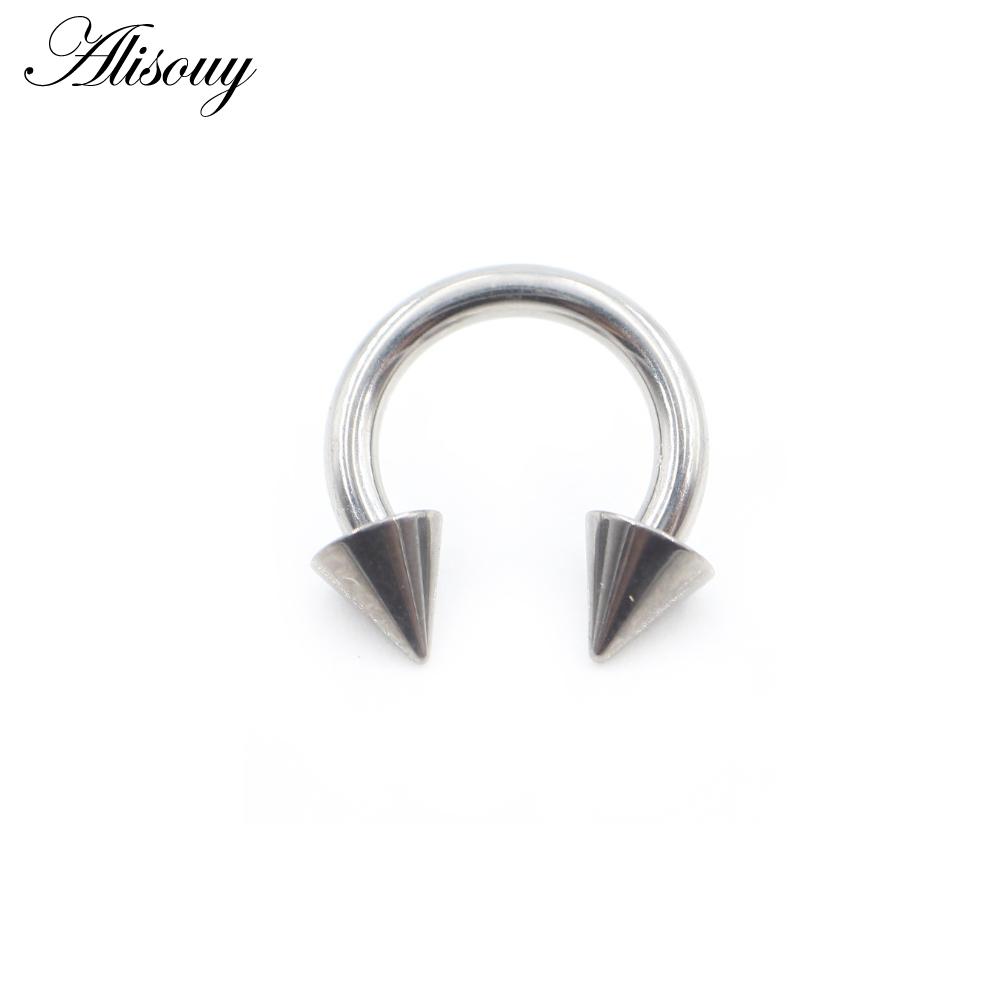 Alisouy 1PC Titanium Cone Internally Threaded Horseshoe Nose Ring Tragus Septum Helix Cartilage Earring Body Piercing Jewelry