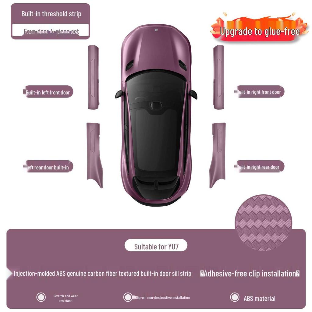 Xiaomi YU7 Adhesive-Free Carbon Fiber Welcome Pedal & Rear Bumper Protector