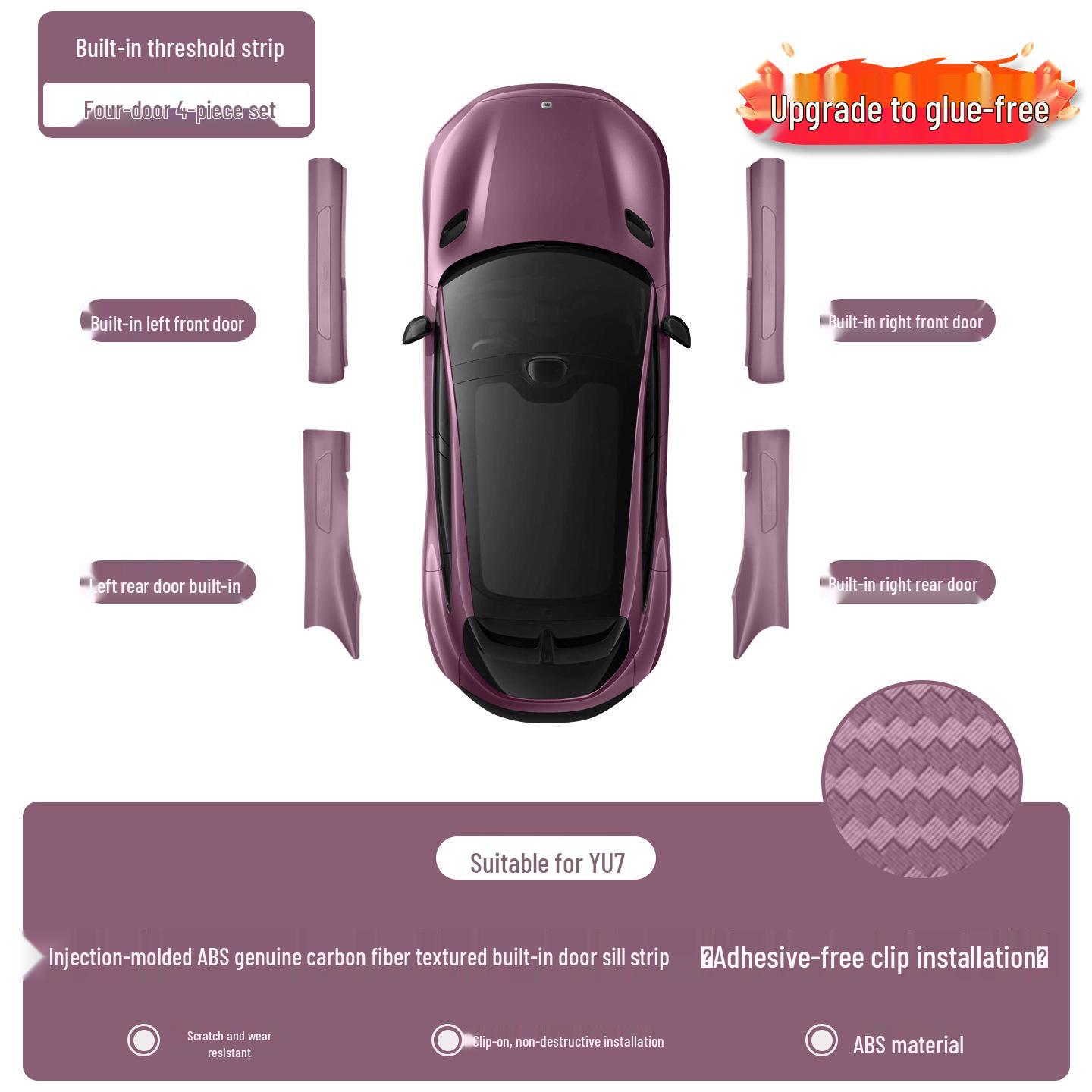 

Xiaomi YU7 Carbon Fiber Welcome Pedal and Tailgate Protector - No-Adhesive, Anti-Scratch Door Sill Modification For YU7 - No Adhesive Needed