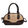 Retro contrasting color portable bowling bag women's 2025 new trendy shoulder bag fashionable messenger bag
