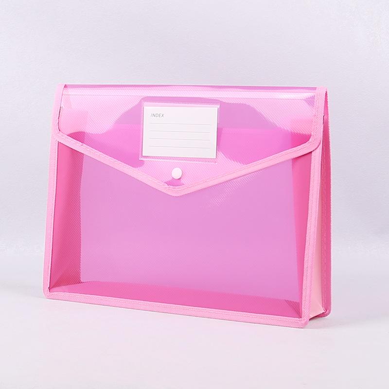 A4 Transparent Large Capacity Snap Button File Bag for Office and Student Documents