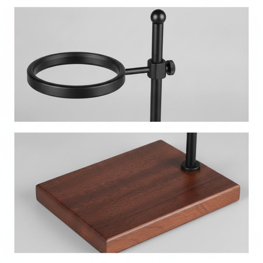 Kaffee-Dripper-Ständer mit verstellbarer Höhe Metall und Holz Pourover Kompakt für