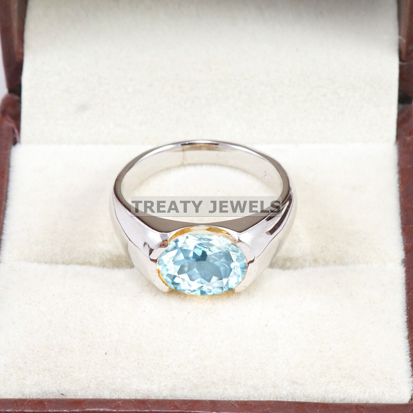 

Aquamarine Oval Cut Gemstone With 925 Sterling Silver Ring For Men s #A763 JL375659114149 16 US срібний
