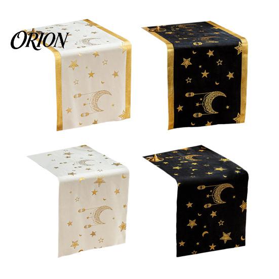 Party Table Decorations Eid Mubarak Runner, Ramadan Gold Moon Stars Tablecloth, Islamic Happy Decorative Runner for Dining Holiday Rectangular