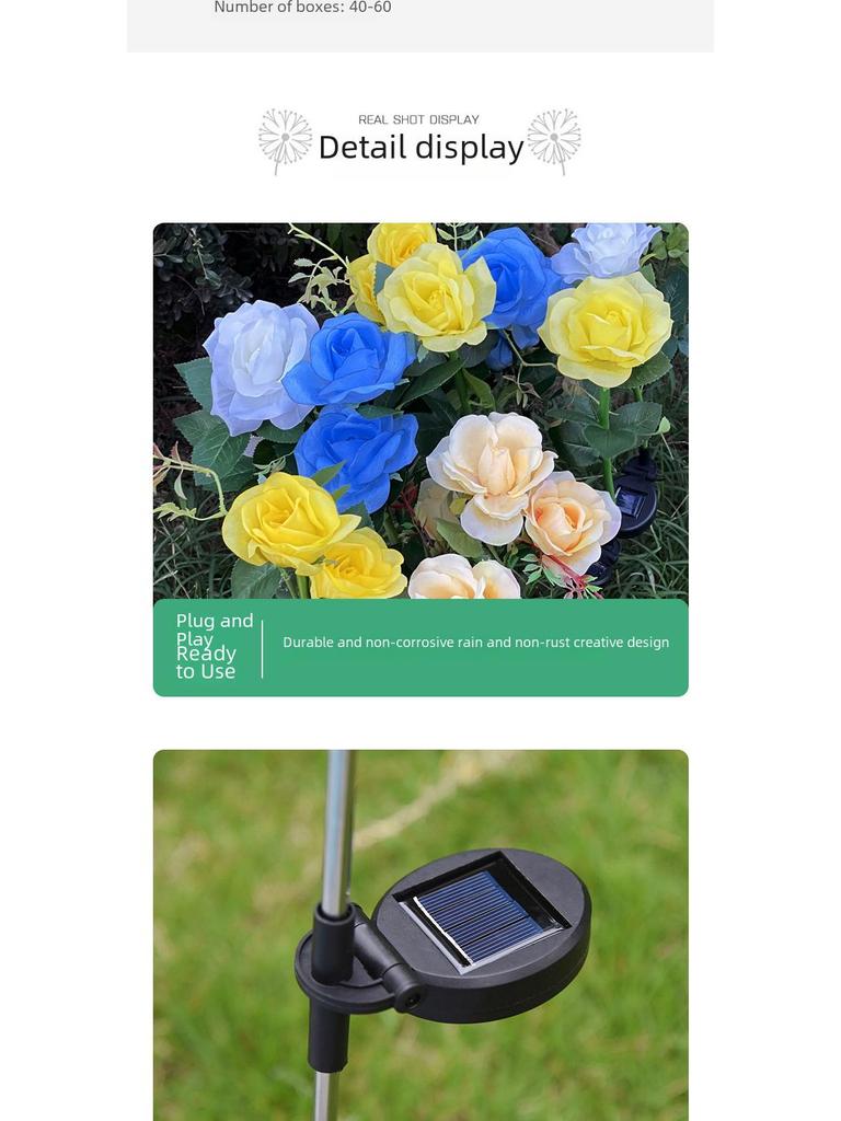 LED Solar Rose Flower Lights: 3, 5, or 6-Head Options for Outdoor Garden and Lawn Decoration