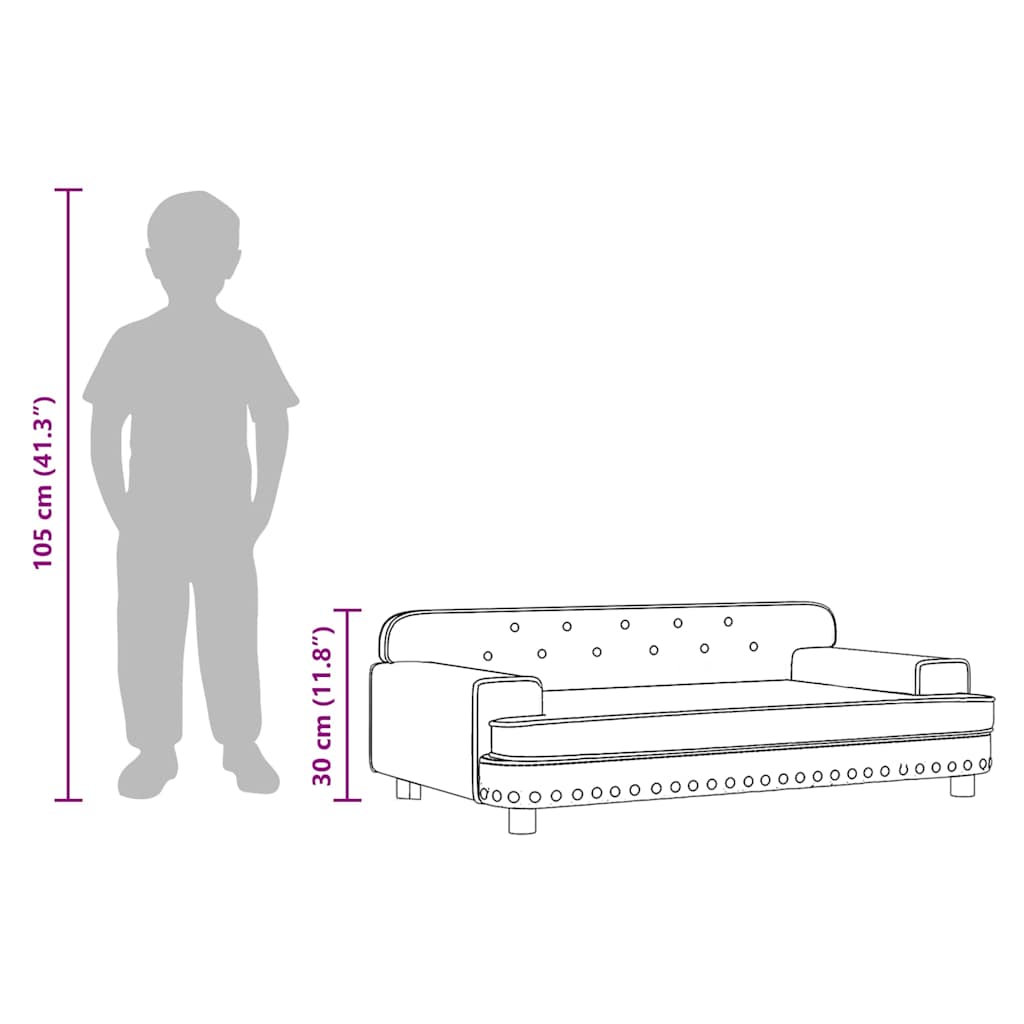 Kids Sofa Cream 90 x 53 x 30 cm Velvet