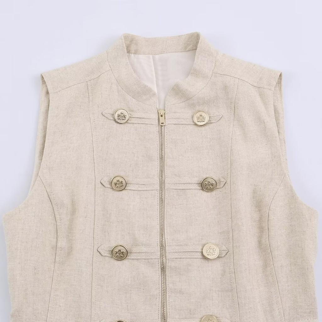 European and American style wholesale women's clothing, fashionable versatile rope knot buckle decoration slim vest + buckle casual