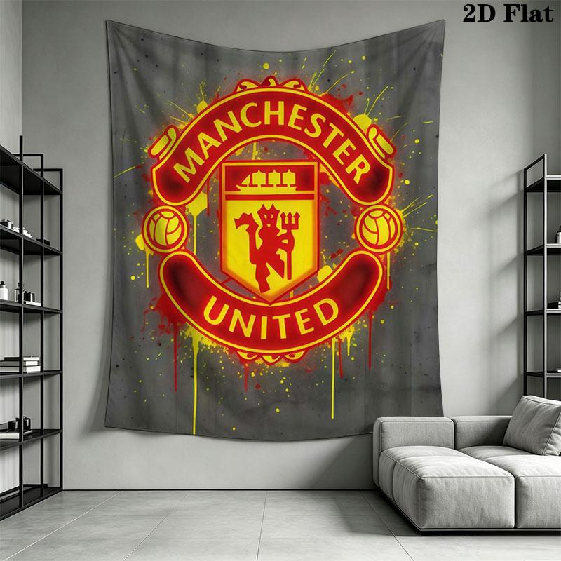 Man Utd F Wall Hanging Printed Fabric Blanket Decorative Tapestries for Bedroom Living Room Home Decor