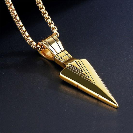 Yousheng Men Necklace Stainless Steel Bone Chain Hip Hop Cool High Gloss Gift Fashion Jewelry Spearhead Pendant Sweater Necklace for Daily