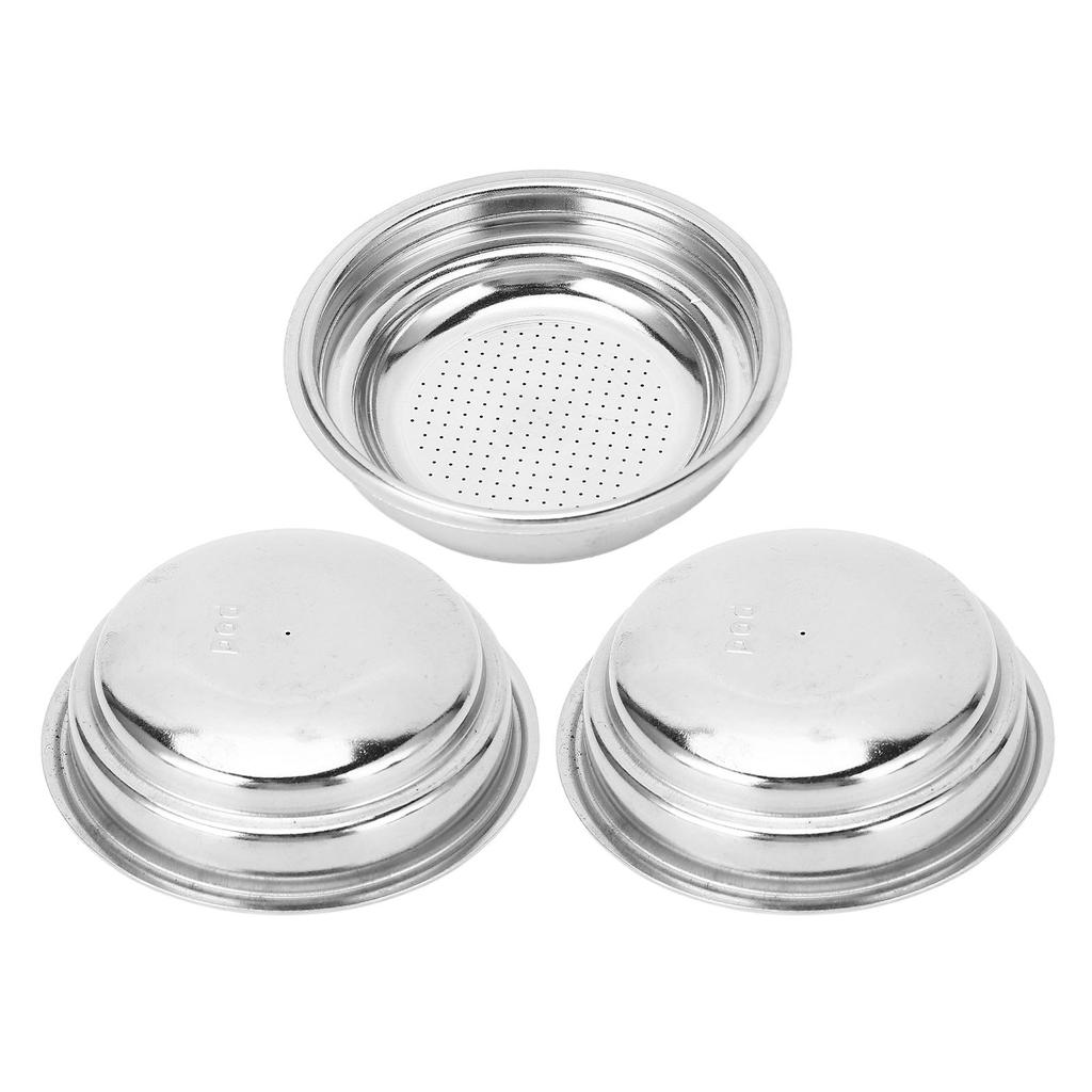 3pcs Stainless Steel Coffee Filter 51mm Pressurized Filter Basket Reusable Coffee Powder Filter Bowl